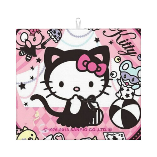 Tapis égouttoir Hello Kitty pour plan de travail, en microfibre, à absorption rapide.