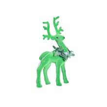 Ornement de Noël en velours représentant un renne - Figurine de cerf floqué coloré avec couronne verte, breloque à suspendre de 14 cm pour sapin