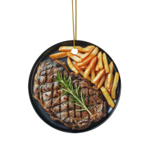 Décorations de Noël gourmandes - Pizza et pepperoni en acrylique pour sapin, compatibles avec les décorations de Noël à suspendre.