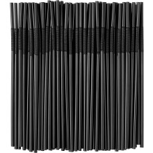 100 buc paie flexibile din plastic negru, paie elegante negre de unică folosință, flexibile, 13 inch, paie extra lungi, decorațiuni de petrecere,