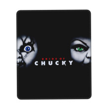 Bride of Chucky muismat met gestikte rand, antislip rubberen onderkant, wasbare Lycra-stof, geschikt voor computers en laptops.