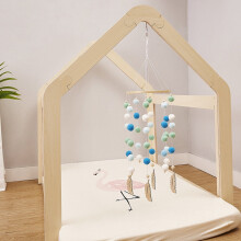 (Pour les 3-6 ans) Mobile hochet pour bébé, perles en peluche, carillon à vent, jouet décoratif à suspendre au lit d'enfant, accessoire photo,