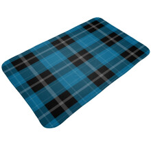 Tapis de porte à carreaux noirs et bleus avec rayures blanches, antidérapant et lavable, 51 x 80 cm, tapis d'intérieur/extérieur pour salle de