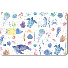 Autocollant pour carte à motif animaux marins, compatible avec les cartes de débit et de crédit à motif tortue, imperméable, amovible, sans