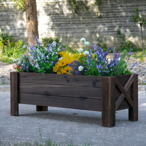 Outsunny Huerto Urbano Rectangular Marrón 100 x 36.5 x 36 cm 1