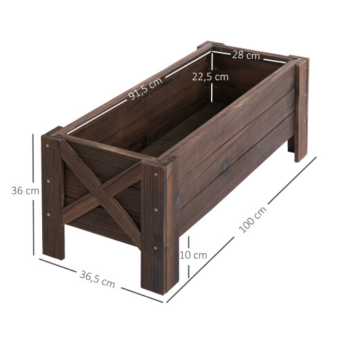 Outsunny Huerto Urbano Rectangular Marrón 100 x 36.5 x 36 cm 2