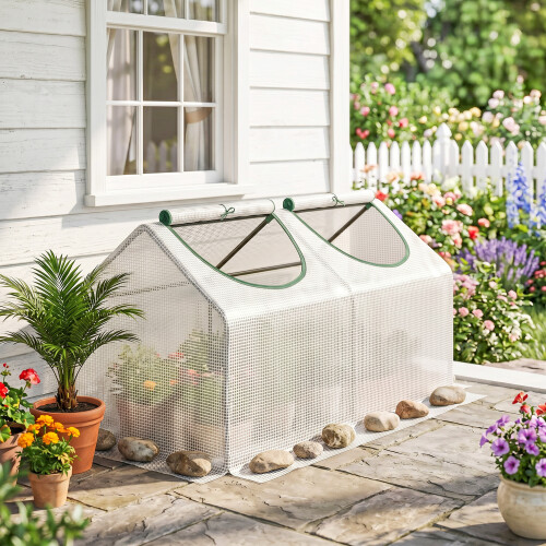 Outsunny Invernadero de Terraza Blanco 120 x 60 x 60 cm 1