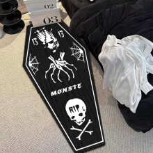 Dywan Deyared Gothic Coffin 16x40 cali, czarny, zmywalny, supermiękki i chłonny, z antypoślizgowym gumowym spodem – kompatybilny z wanną, mata