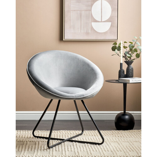 Beliani Dining Chair FLOBY II Velvet Light Grey 1