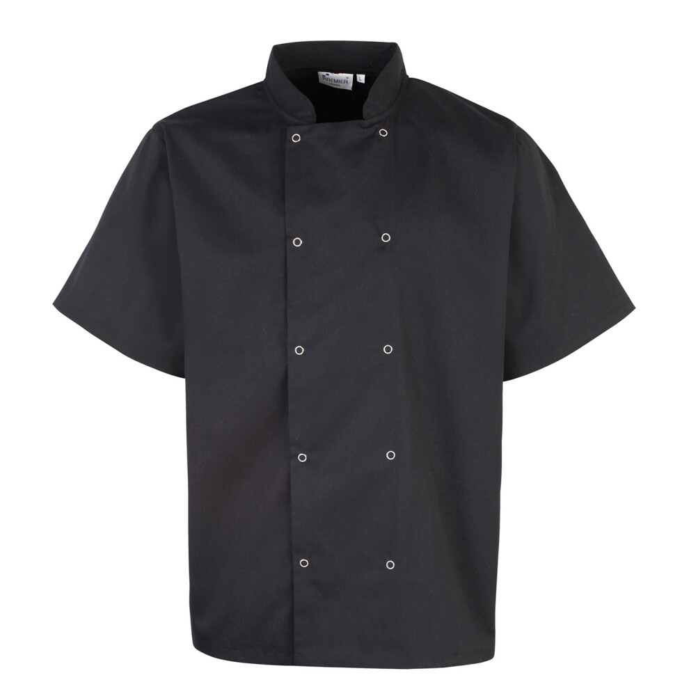 Premier (Xxl, Black) Unisex Adult Stud Front Short-Sleeved Chef Jacket