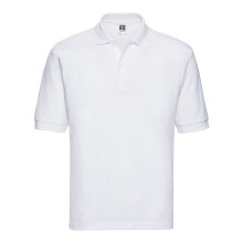 (L, White) Russell Mens Polycotton Pique Polo Shirt
