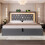 (Grey, Double) Roomfitters Bed Upholstered Ottoman Bed Frame with Smart RGB LED Lighting USB Type-C 4