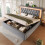 (Grey, Double) Roomfitters Bed Upholstered Ottoman Bed Frame with Smart RGB LED Lighting USB Type-C 10