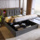 (Grey, King) Roomfitters Upholstered Ottoman Bed Frame with Wireless Charging Station USB Type-C 5
