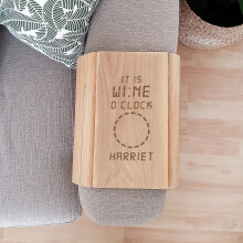 Personalised Wooden Sofa Tray - It's Wine O'Clock