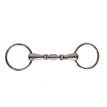 (5in, Silver) JP Korsteel Stainless Steel Oval Link Loose Ring Snaffle