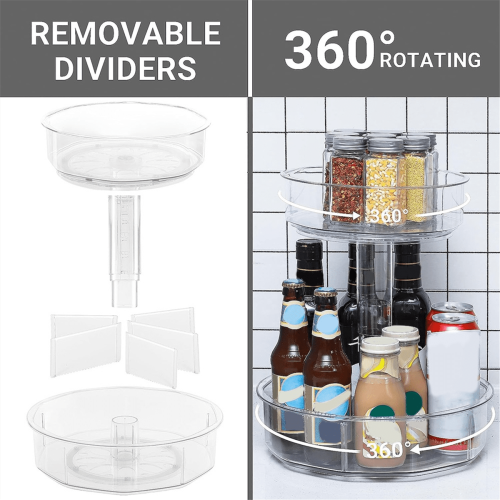2 επιπέδων Lazy Organizer Πικάπ Διαφανής Οργάνωση Ραφιών Μπαχαρικών για Ντουλάπι 2