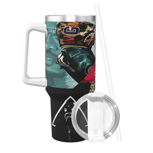 Ποτήρι Bape40oz H2.0 από ανοξείδωτο ατσάλι με μόνωση κενού αέρος με καπάκι και καλαμάκι 2