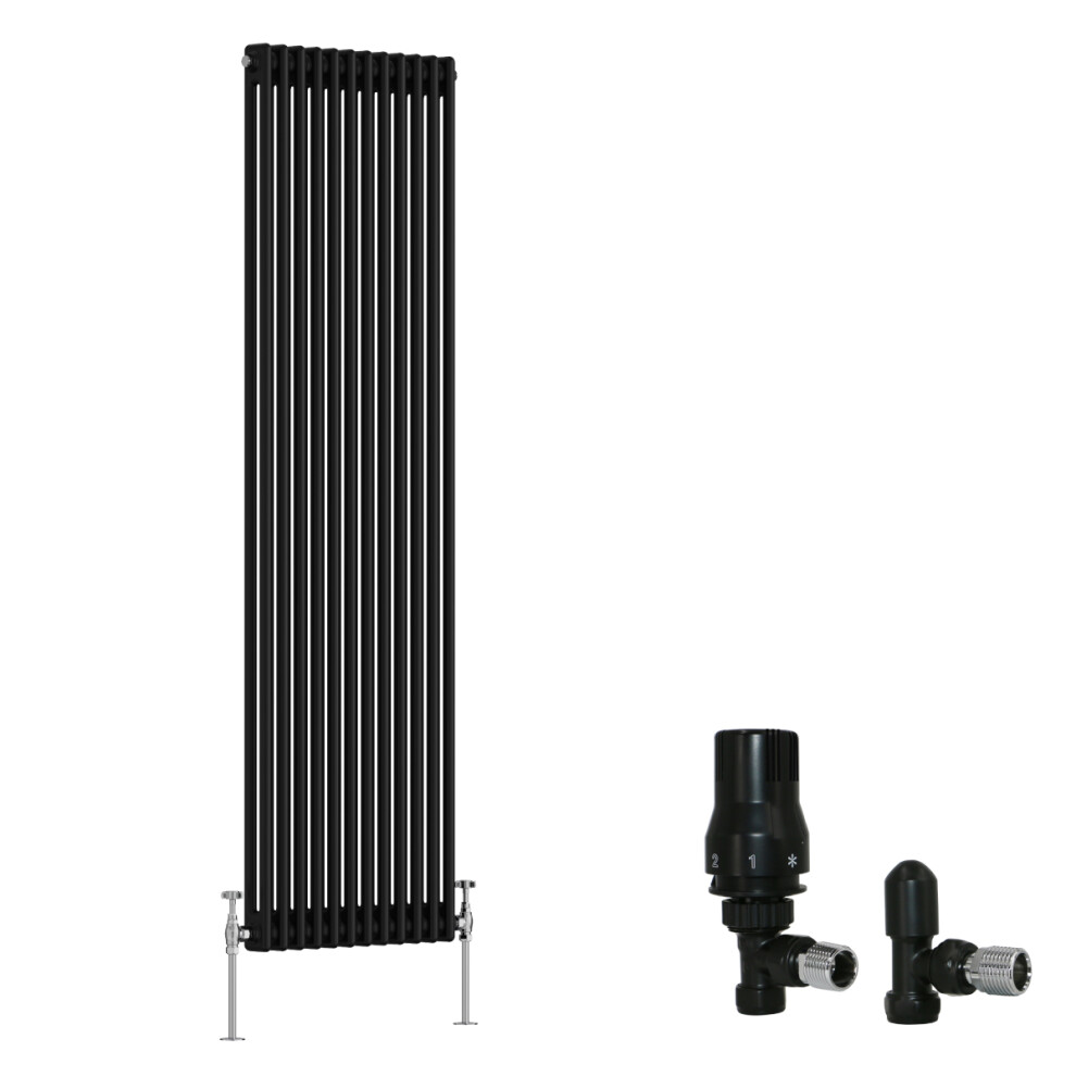 (1800X560mm) Right Radiators Traditional 2 Column Radiator Vertical Cast Iron Style With Angled Thermostatic Valve 5063123998000