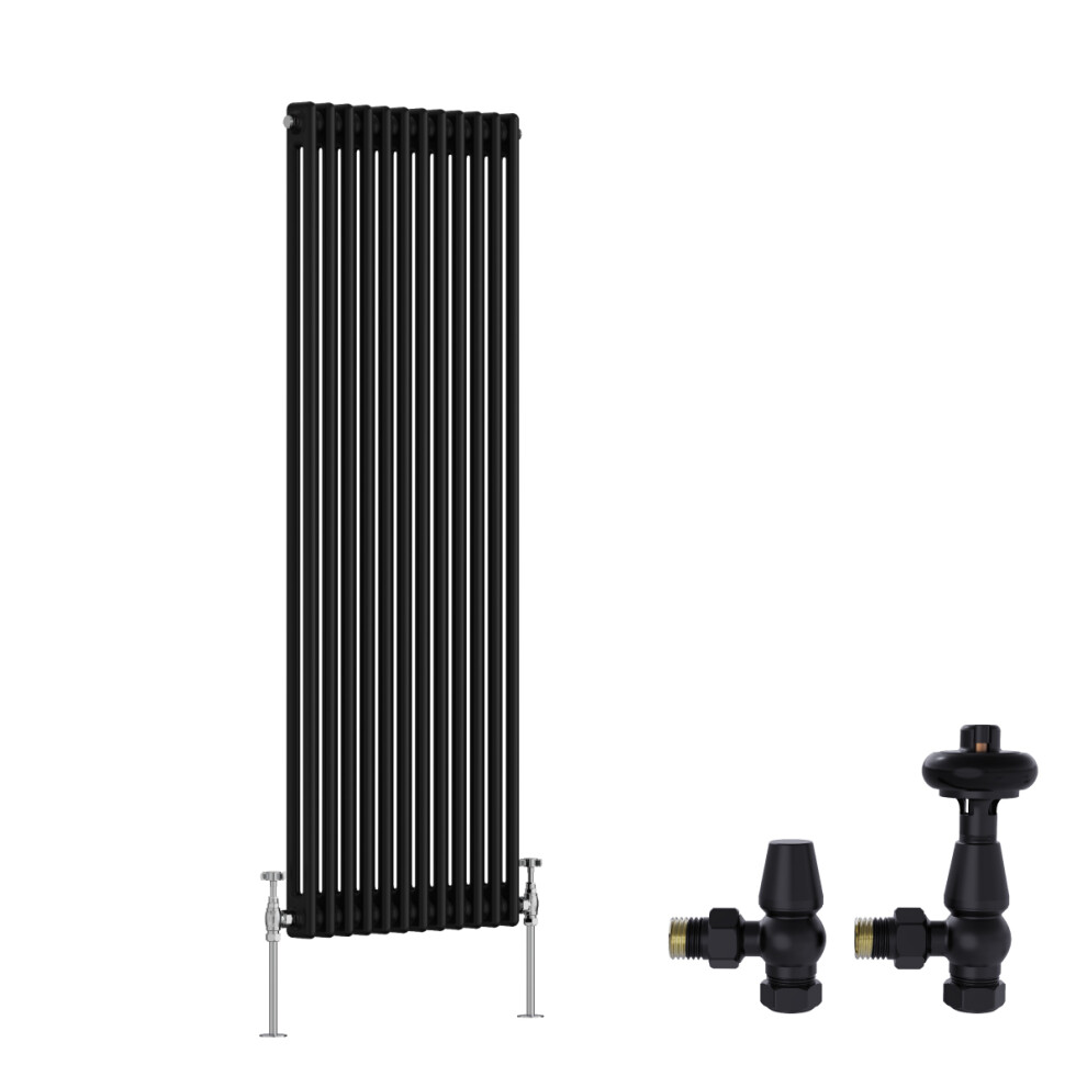 (1500X560mm) Right Radiators Traditional 2 Column Radiator Vertical Cast Iron Style With Antique Design Angled Trv Valves 5063767571737