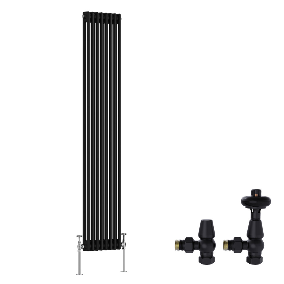 (1800X380mm) Right Radiators Traditional 2 Column Radiator Vertical Cast Iron Style With Antique Design Angled Trv Valves 5063767571768