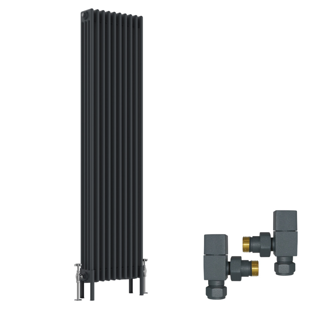 (1800X470mm) Right Radiators Traditional 4 Column Radiator Vertical Cast Iron Style With Square Head Angled Valves 5063767572871