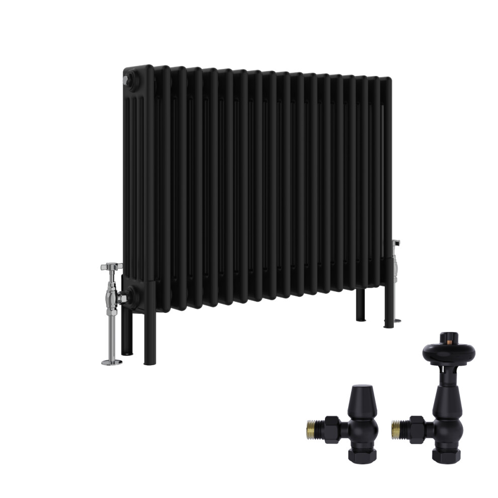 (600X830mm) Right Radiators Traditional 4 Column Radiator Vertical Cast Iron Style With Antique Design Angled Trv Valves 5063767572093