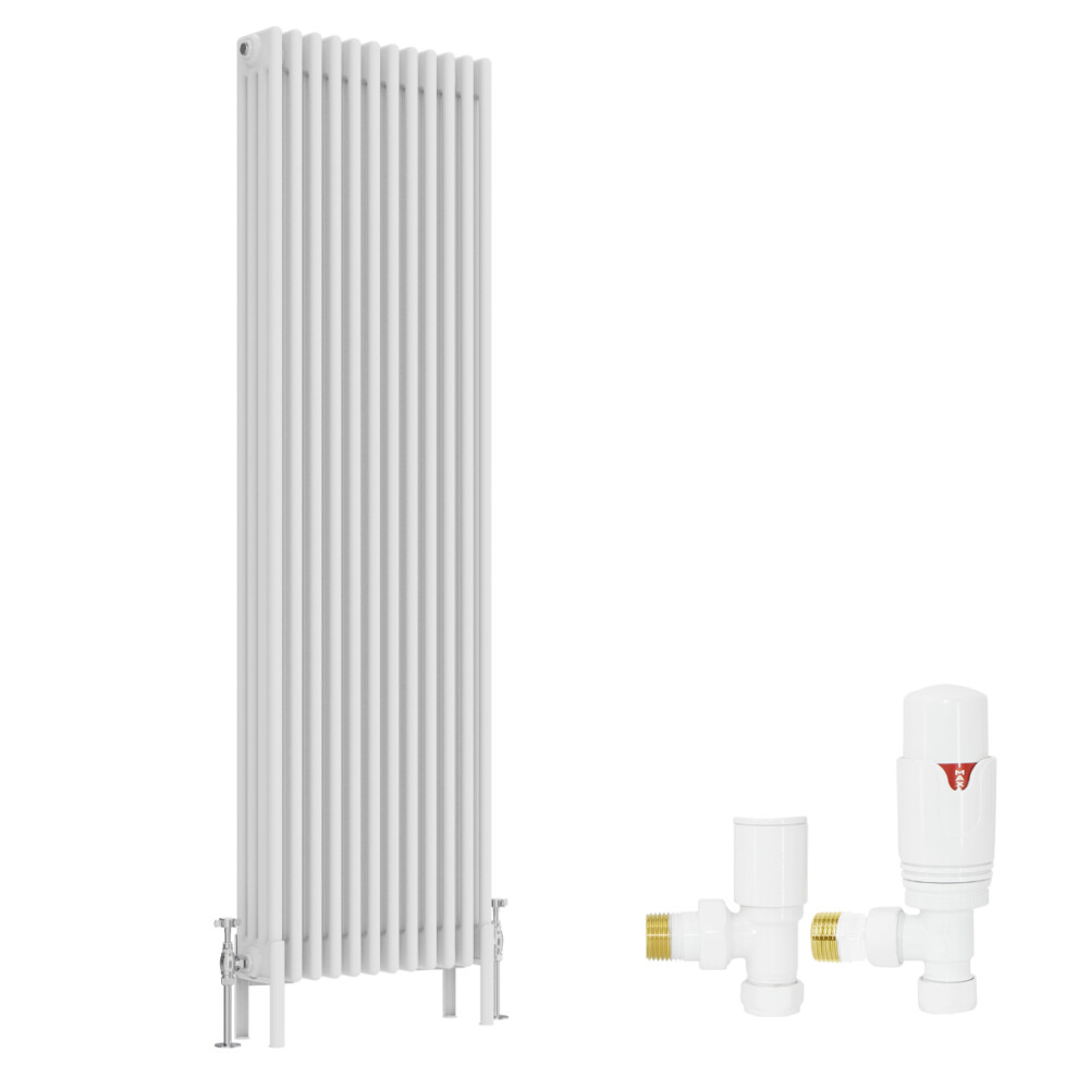 (1800X560mm) Right Radiators Traditional 4 Column Radiator Vertical Cast Iron Style With Angled Thermostatic Valve 5063123997782