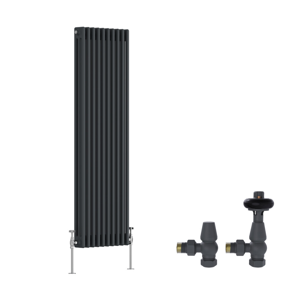 (1500X472mm) Right Radiators Traditional 3 Column Radiator Vertical Cast Iron Style With Antique Design Angled Trv Valves 5063767570624