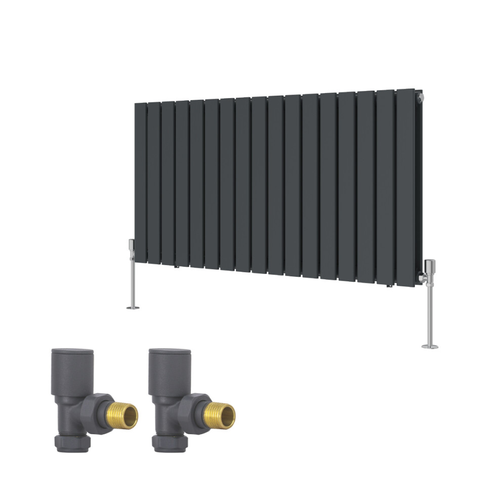 (600X1156mm) Right Radiators Vertical Double Flat Panel Rads Designer Radiator With Angled Manual Valves 5063123998956