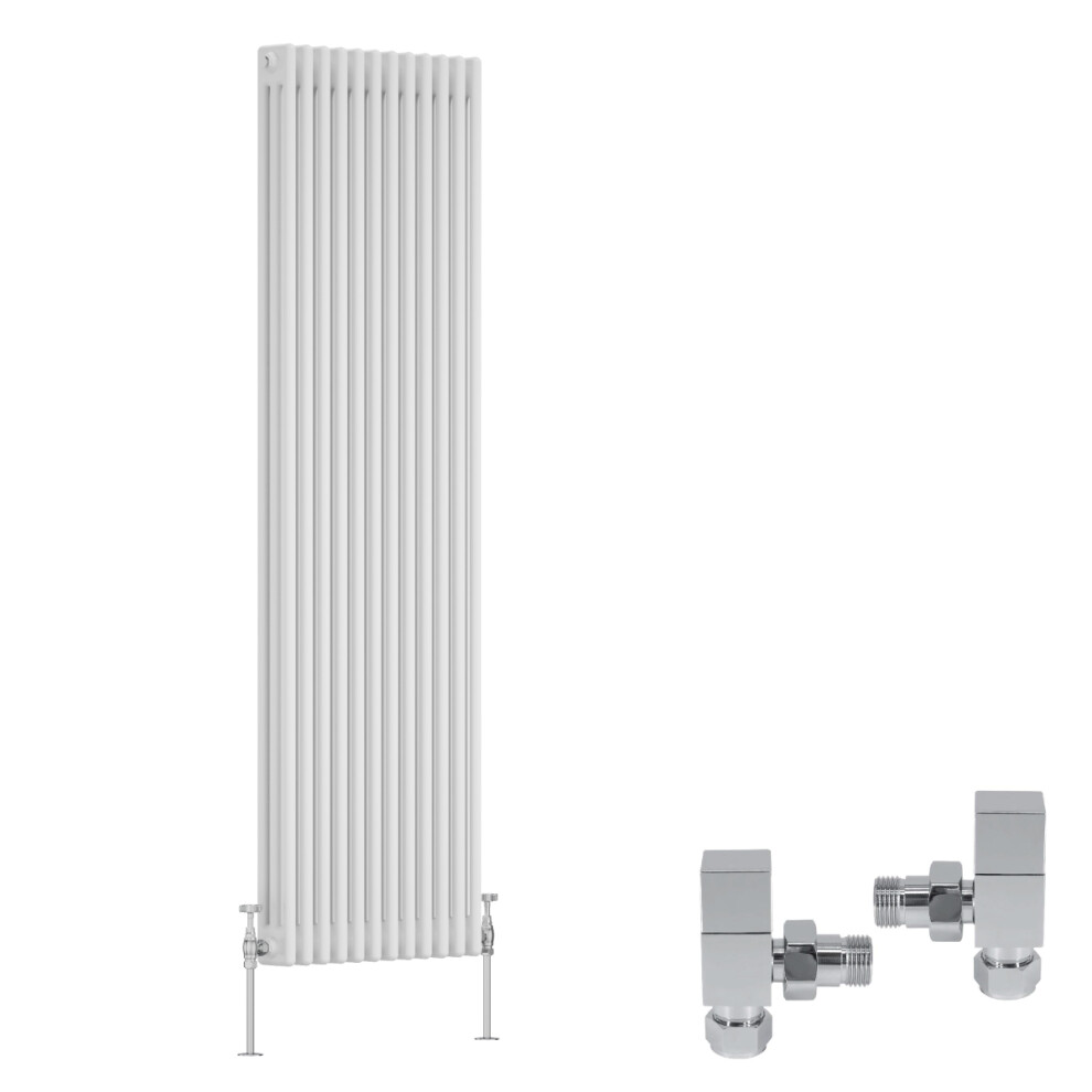 (1800X562mm) Right Radiators Traditional 3 Column Radiator Vertical Cast Iron Style With Square Head Angled Valves 5063767573328