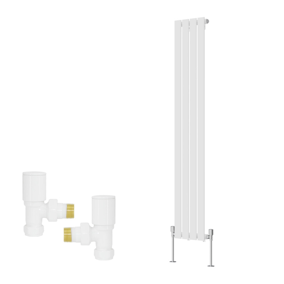 (1600X272mm) Right Radiators Vertical Single Flat Panel Rads Designer Radiator With Angled Manual Valves 5063123998529