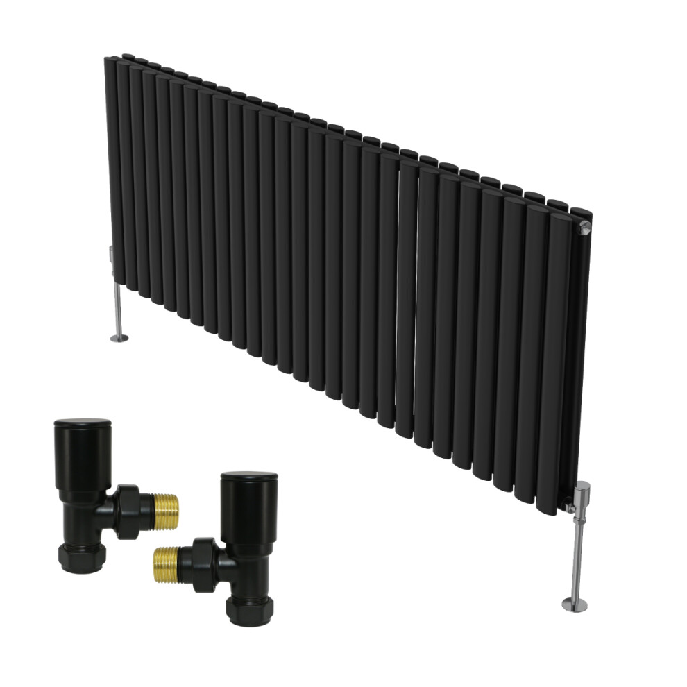 (600X1593mm) Right Radiators Vertical Double Oval Column Rads Designer Radiator With Angled Manual Valve 5063767570167