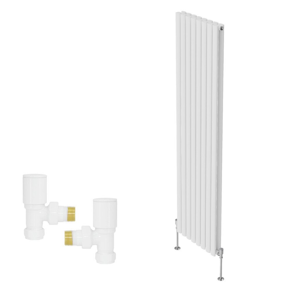 (1800X472mm) Right Radiators Vertical Double Oval Column Rads Designer Radiator With Angled Manual Valve 5063123999632