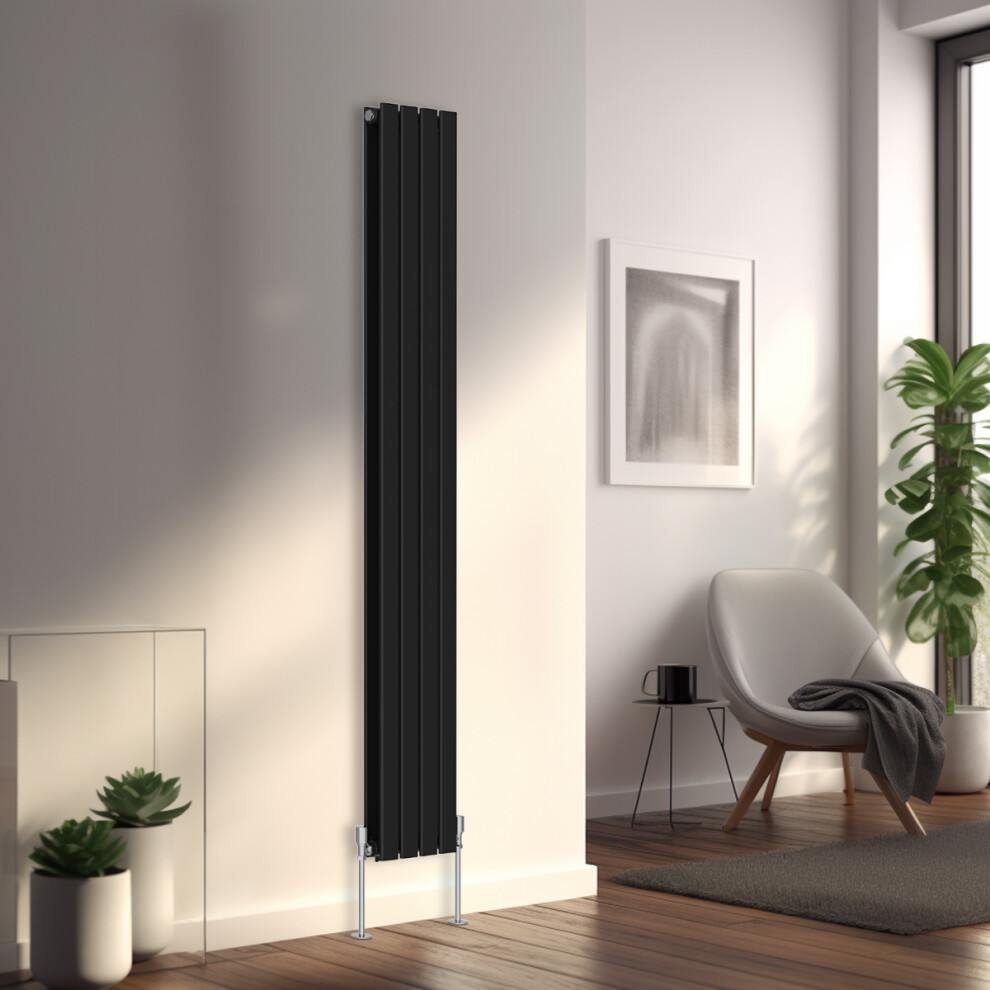 Right Radiators 1800X272 Mm Vertical Double Flat Panel Designer Radiator Black 5063123410458