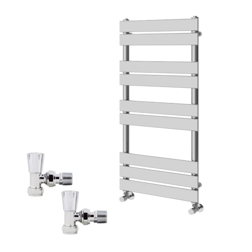 (1000X450mm) Right Radiators Flat Panel Heated Towel Rail Radiator With Angled Lockshield Valves 5063767575216