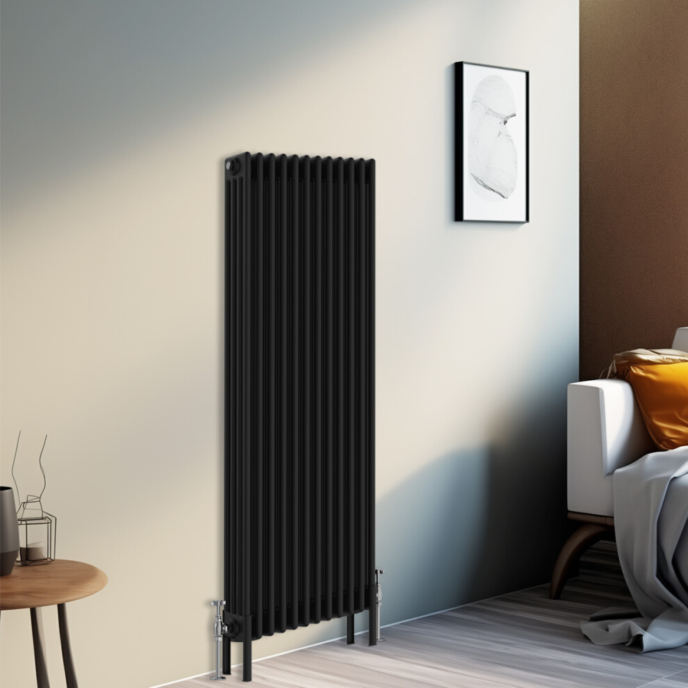 Right Radiators 1500X560 Mm Vertical Traditional 4 Column Cast Iron Style Radiator Black 5063123413978