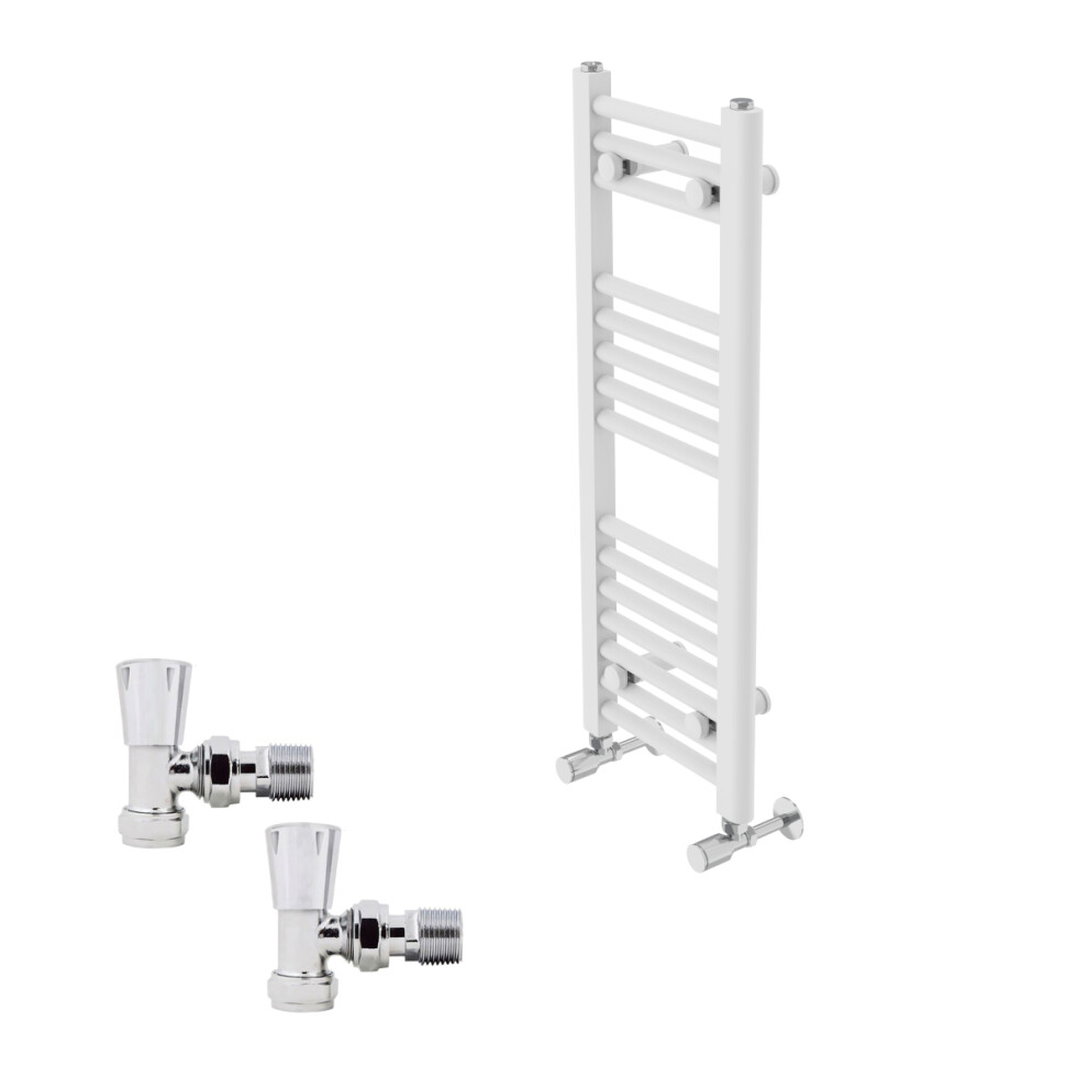 (800X300mm) Right Radiators Straight Heated Towel Rail Radiator With Chrome Angled Lockshield Valves 5063123994316
