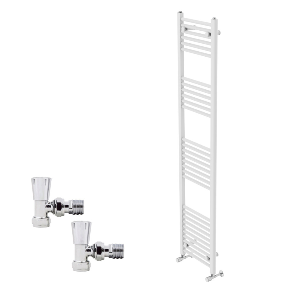 (1800X400mm) Right Radiators Straight Heated Towel Rail Radiator With Chrome Angled Lockshield Valves 5063123994521