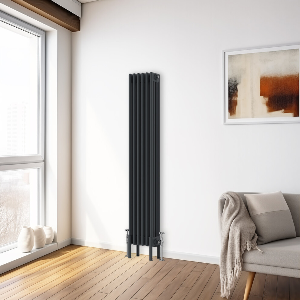 Right Radiators 1500X290 Mm Vertical Traditional 4 Column Cast Iron Style Radiator Anthracite 5063123413879