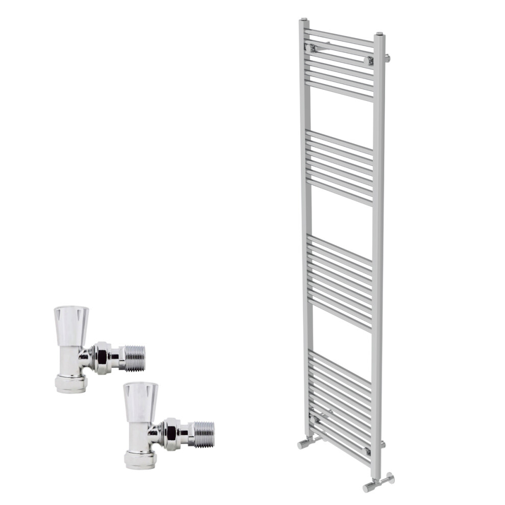 (1800X500mm) Right Radiators Straight Heated Towel Rail Radiator With Angled Lockshield Valves 5063123994811