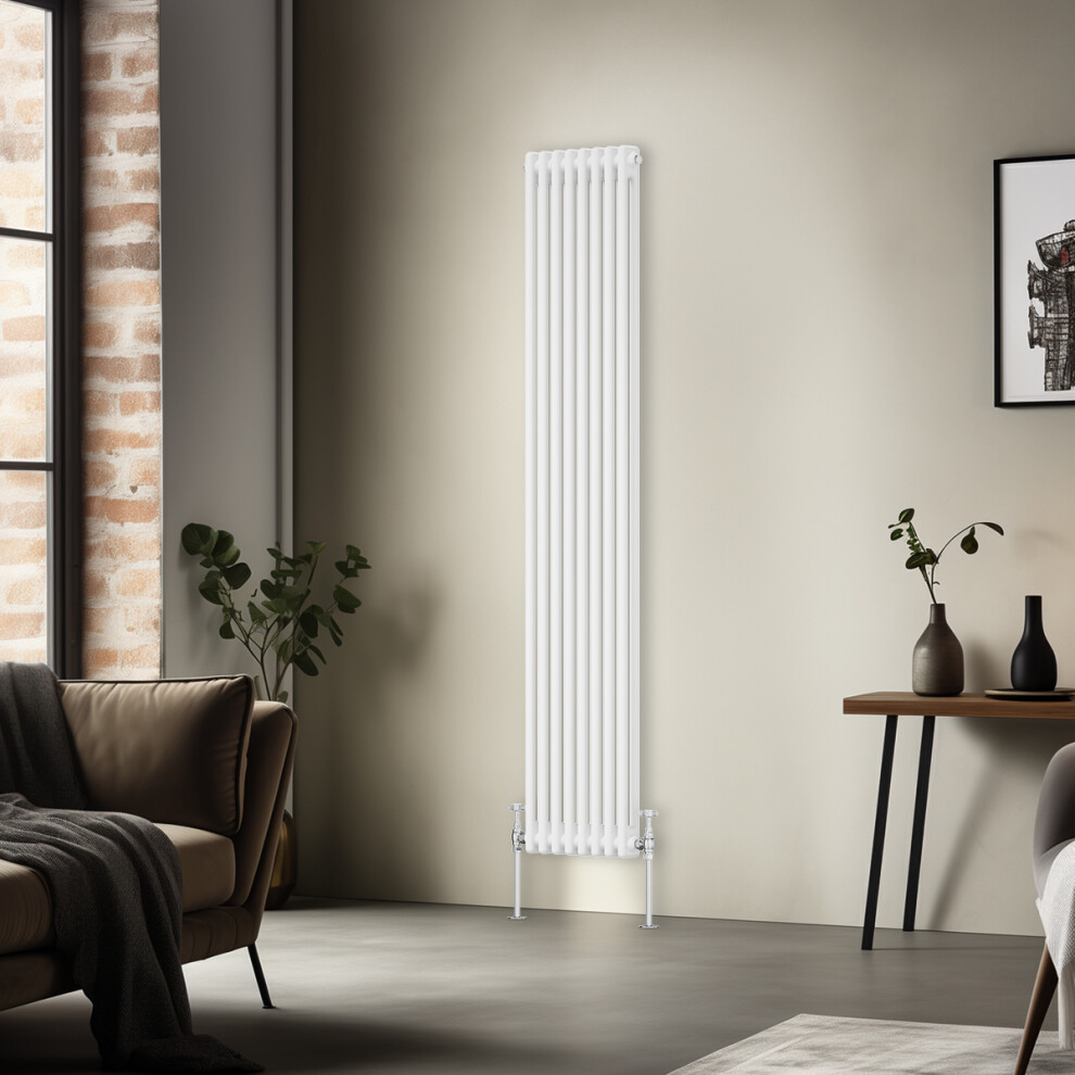 Right Radiators 1800X380 Mm Vertical Traditional 2 Column Cast Iron Style Radiator White 5063123412759