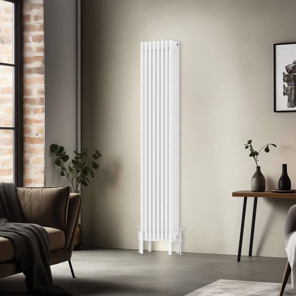Right Radiators 1800X380 Mm Vertical Traditional 4 Column Cast Iron Style Radiator White 5063123414074