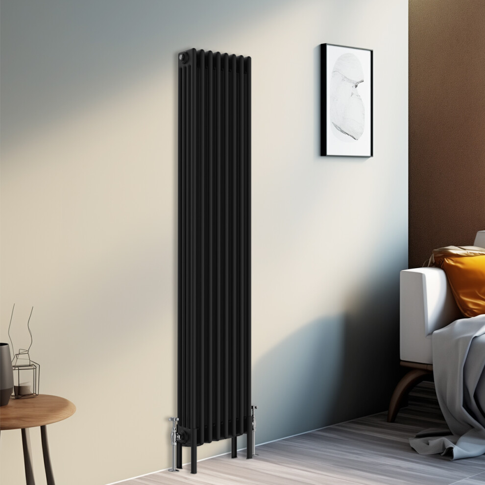 Right Radiators 1800X380 Mm Vertical Traditional 4 Column Cast Iron Style Radiator Black 5063123414067