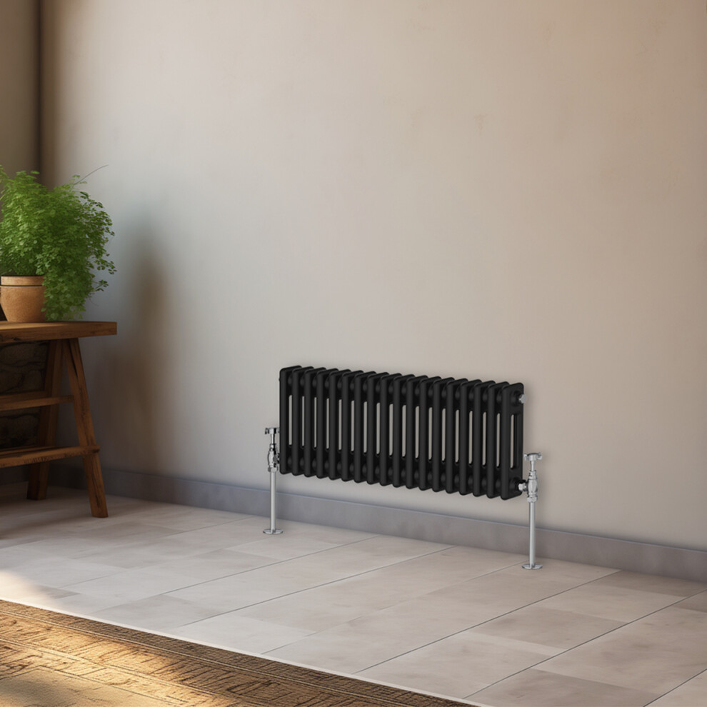 Right Radiators 300X830 Mm Horizontal Traditional 2 Column Cast Iron Style Radiator Black 5063123412230