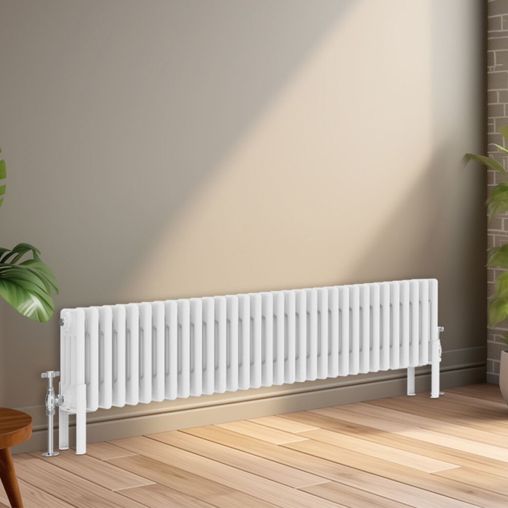 Right Radiators 300X1460 Mm Horizontal Traditional 4 Column Cast Iron Style Radiator White 5063123413657
