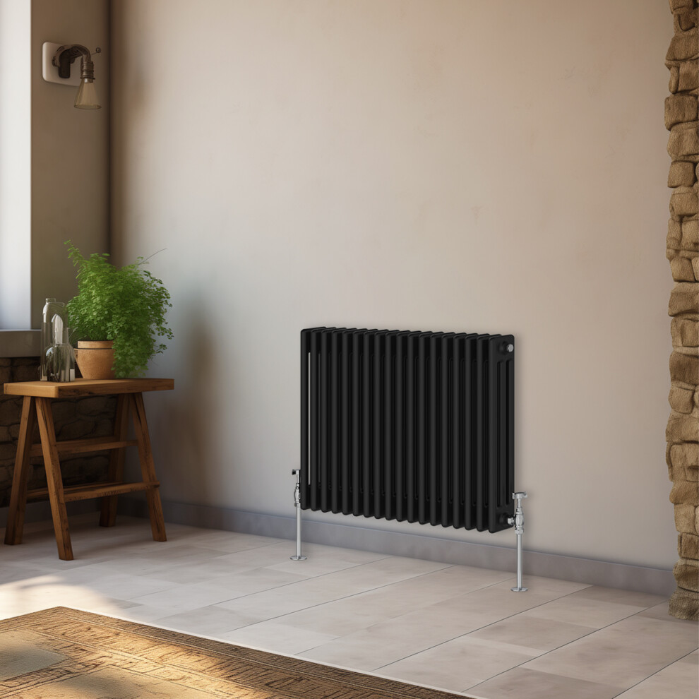 Right Radiators 600X832 Mm Horizontal Traditional 3 Column Cast Iron Style Radiator Black 5063123413077