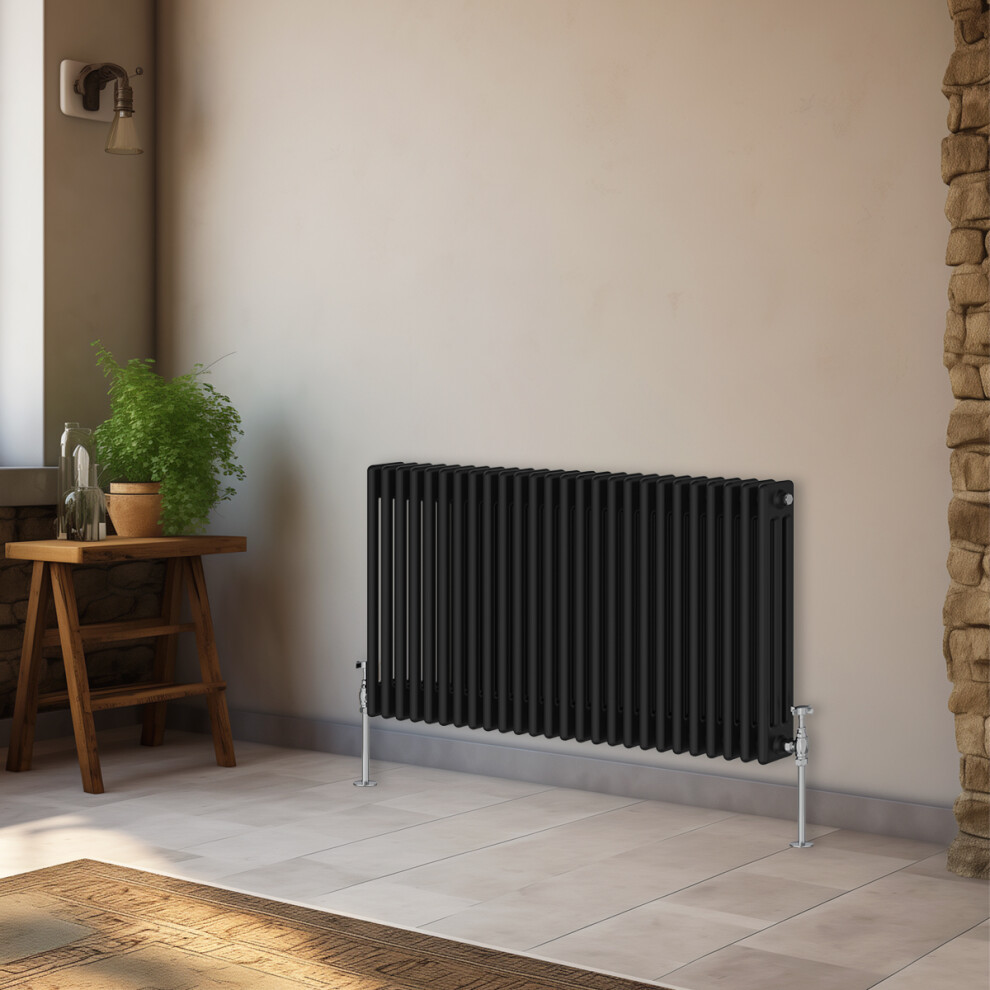 Right Radiators 600X1192 Mm Horizontal Traditional 3 Column Cast Iron Style Radiator Black 5063123413138