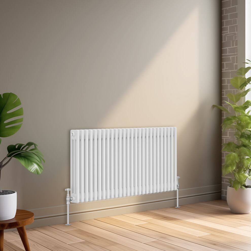 Right Radiators 600X1192 Mm Horizontal Traditional 3 Column Cast Iron Style Radiator White 5063123413145