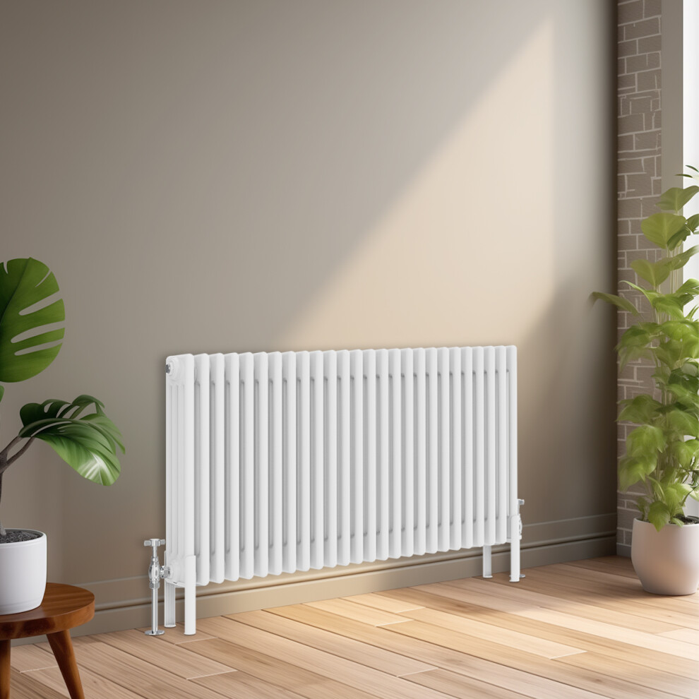 Right Radiators 600X1190 Mm Horizontal Traditional 4 Column Cast Iron Style Radiator White 5063123413800